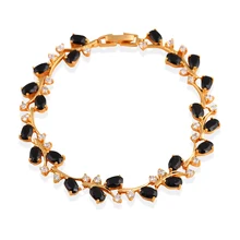 Diseño misterioso Negro Onyx Pulseras K Oro Plateado Salud Níquel y Sin Plomo de Joyería de Moda de Circón Negro TB1012A