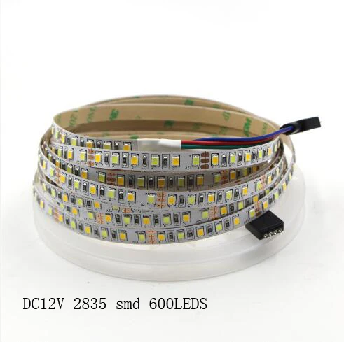 5M Dual Color CRI>85 SMD2835 CCT Dimmable LED Strip Light 12V 24V DC WW CW Color Temperature Adjustable Flexible LED Tape Ribbon - Испускаемый цвет: 12V 2835 600LEDS