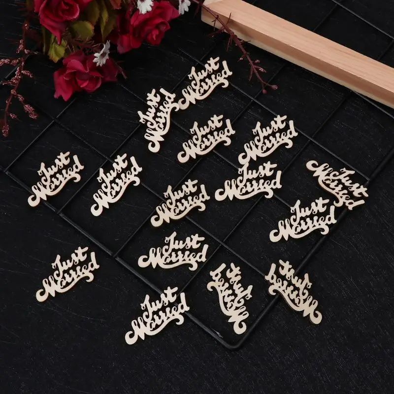 15Pcs Wooden Just Married Table Confetti Scatter Vintage Rustic Wedding Party Decor Craft Scrapbook xjx Home Decorations 15Pcs Wooden Just Married Table Confetti Scatter Vintage Rustic Wedding Party Decor Craft Scrapbook xjx Home Decorations
