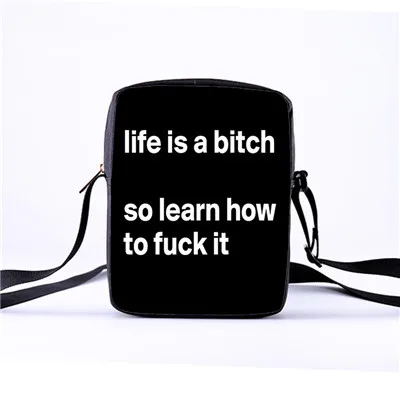 Customized women's crossbody shoulder bag black white letter pattern print ladies crossbody shoulder bag casual 23cm*17cm*5cm - Color: 001