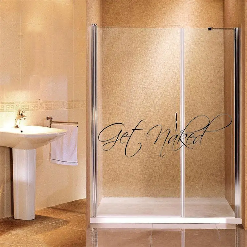 Get Naked Vinyl Wall Decal Quote Sticker Bathroom Shower 