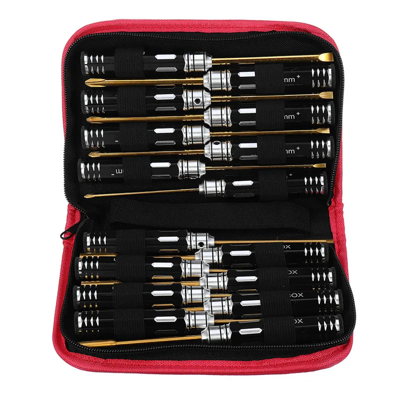 

DANIU 16pcs Hex Screw Nut Flat Screwdriver Tools Box Set with Bag for RC Model Durable