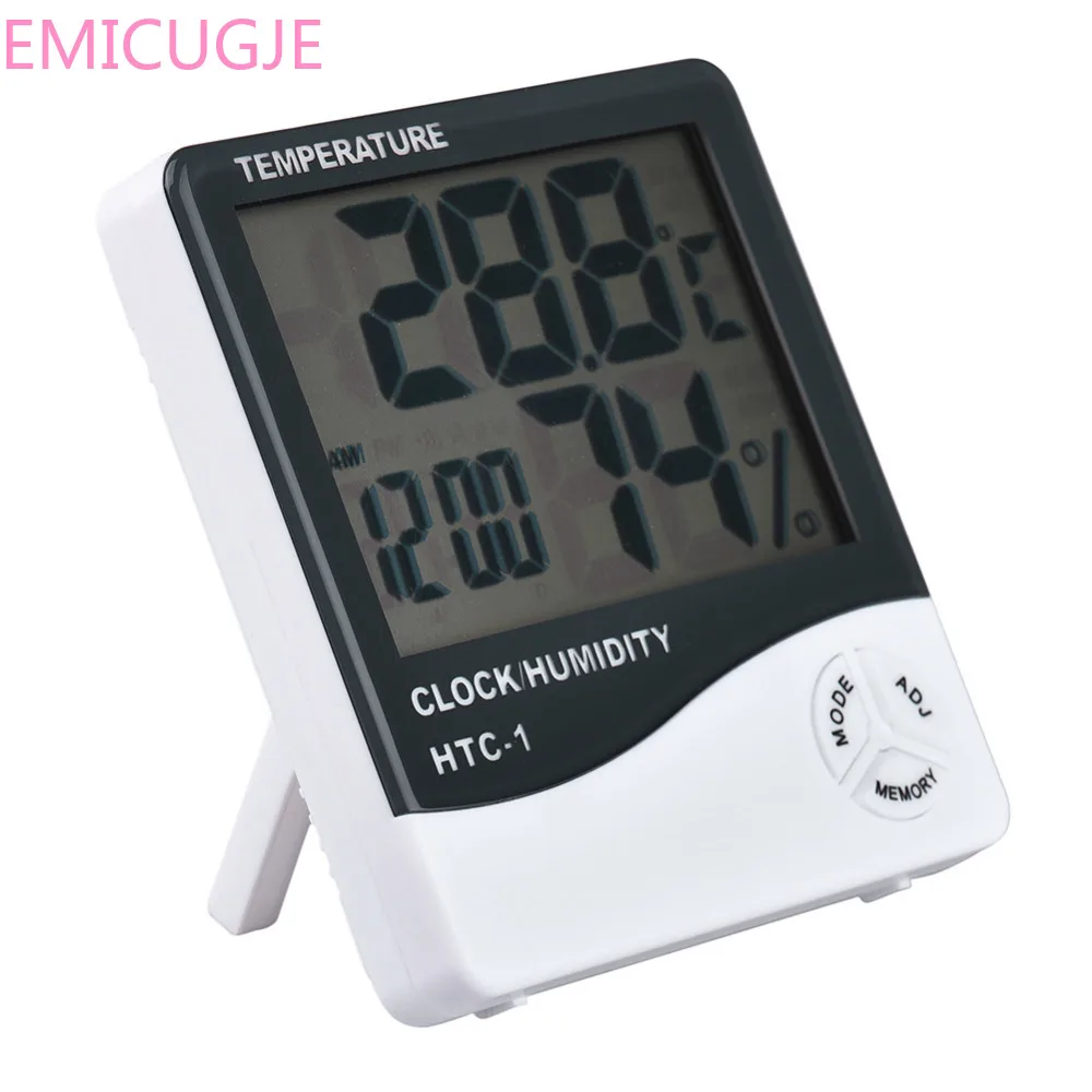 

Electronic Temperature Humidity Meter Clock Weather Station For HTC-1 High accuracy LCD Digital Thermometer Hygrometer Indoor