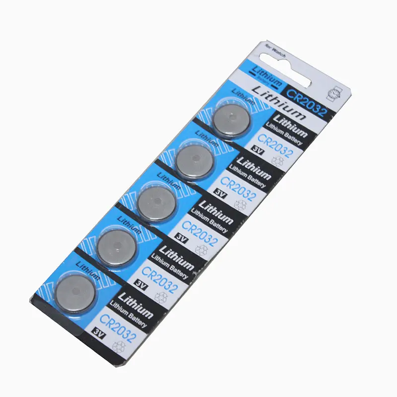 

Big Promotion 5pcs card 2032 CR2032 3V 220mAh lithium Button Coin Battery in Bulk for watches, toys, flashlights etc