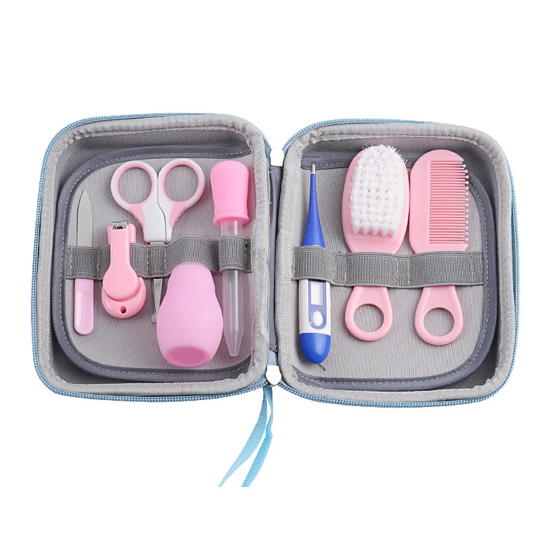 8Pcs Baby Nail Scissors Set Newborn Nail Clippers Trimmer Manicure Hair Thermometer Safety Scissors Nail Care Suit Baby Care