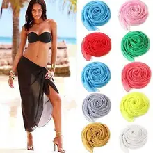 Женское сексуальное шифоновое платье с запахом, парео, Пляжное бикини, купальник, накидка, шарф