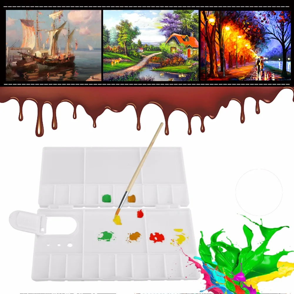 Foldable 24 Grids Artist Square Plastic Palette Paint Tray Watercolor