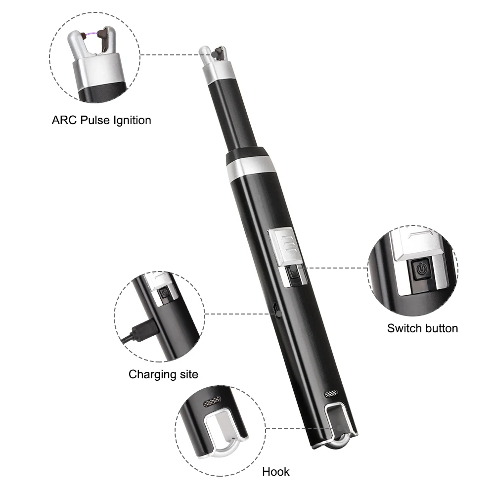 Электронная зарядка прикуривателя литиевая батарея барбекю USB дуговая зажигалка газовая плита импульсная Зажигалка Пистолет для поджига кухонные инструменты