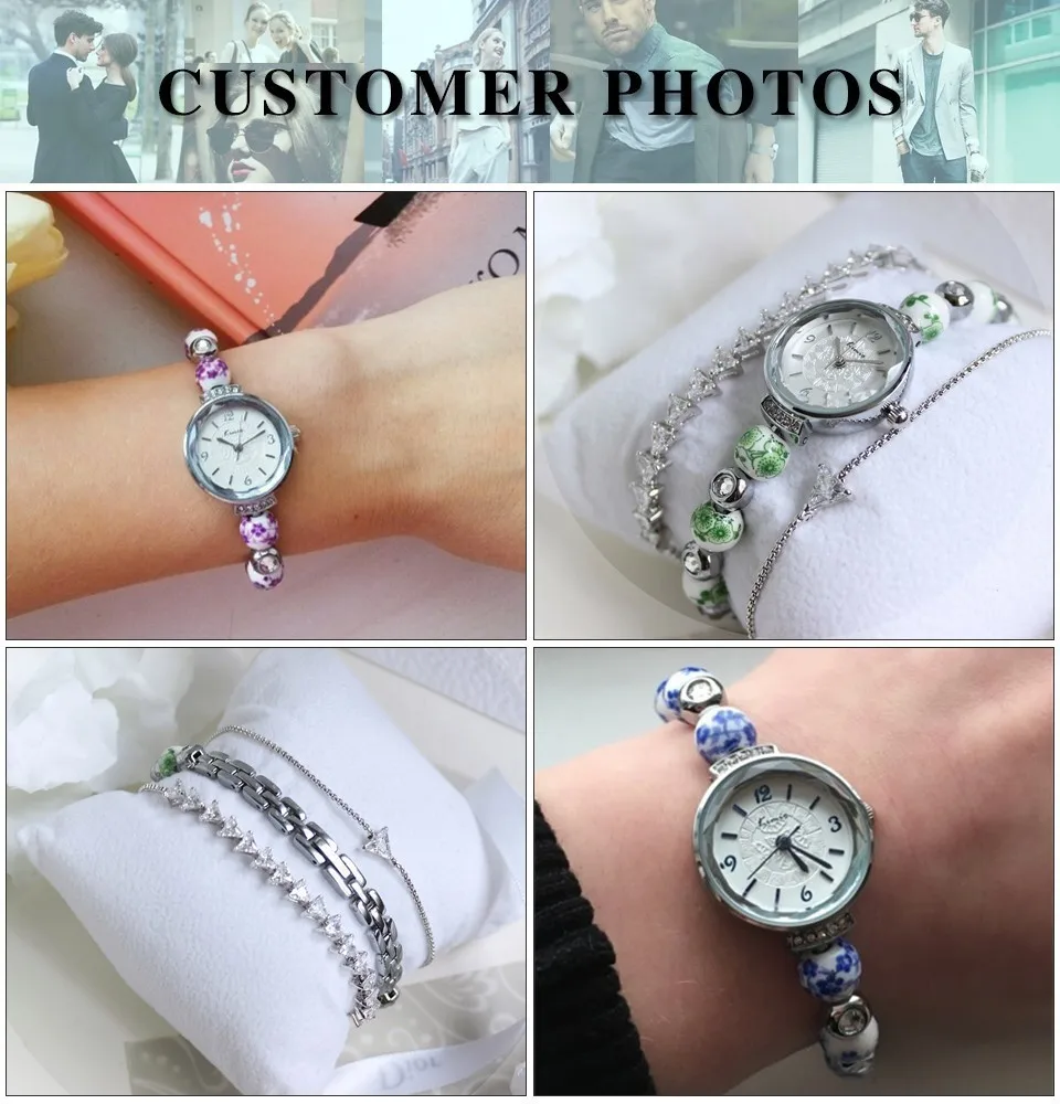 KIMIO Retro Really Chinese Ceramic Watch Blue And White Porcelain China Auspicious Pattern Bracelets Women Watches Luxury Brand