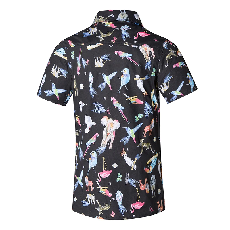 Chemise homme, повседневные Гавайские рубашки, Мужская брендовая одежда, дышащая пляжная рубашка с коротким рукавом, принт с животными, Camisa Masculina, 5XL