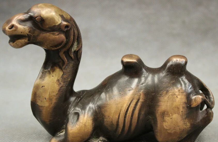 

S2394 Chinese Pure Bronze Copper Wealth llama Camel bactrian camel Statue Sculpture D0317
