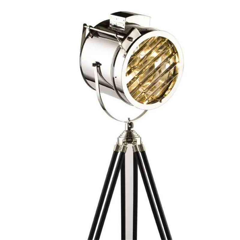 Discount BDBQBL Nordic American Creative Studio Retro Industrial Bar Floor Lights E27 Tripod Searchlight Additional Net LED Floor Lamp 15