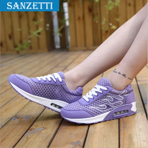 Mujeres libres del envÃo ocasional zapatos transpirables malla shape ups deslizamiento en encaje hasta zapatos para.jpg
