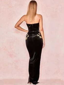 

2019 Dress Sexy Celebrity Backless Print Slit Fashion Women Short Embroidery Night Club Bandage Body con Dresses Wholesale