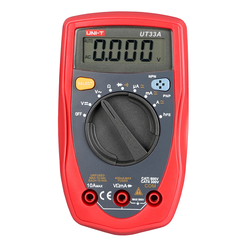 

UNI-T UT33A Handheld Multimeter Ammeter Ohm Volt Meter Digital Universal Meter LCD Count 3999 AVO Meter High Precision