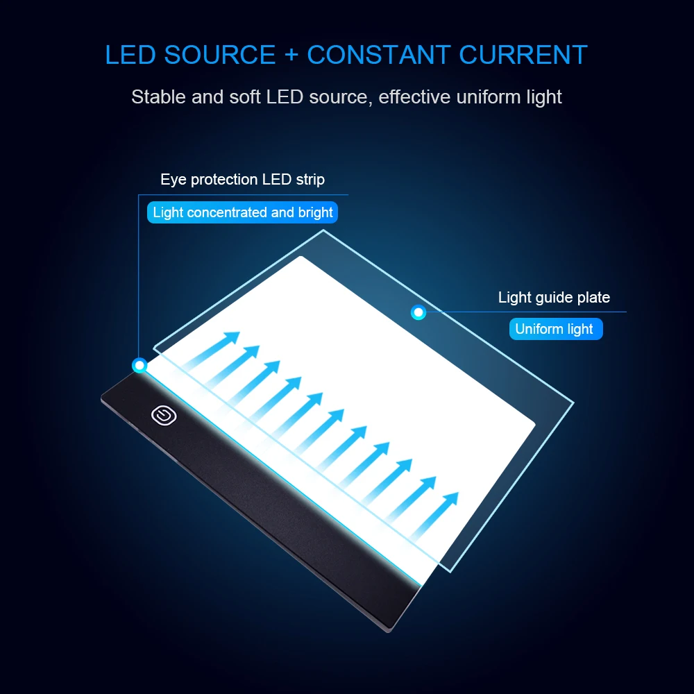 CHIPAL Digital A5 Drawing Tablet LED Light Box Art Graphics Tracing Board Electronic USB Painting Pad Writing Graphic Tablets