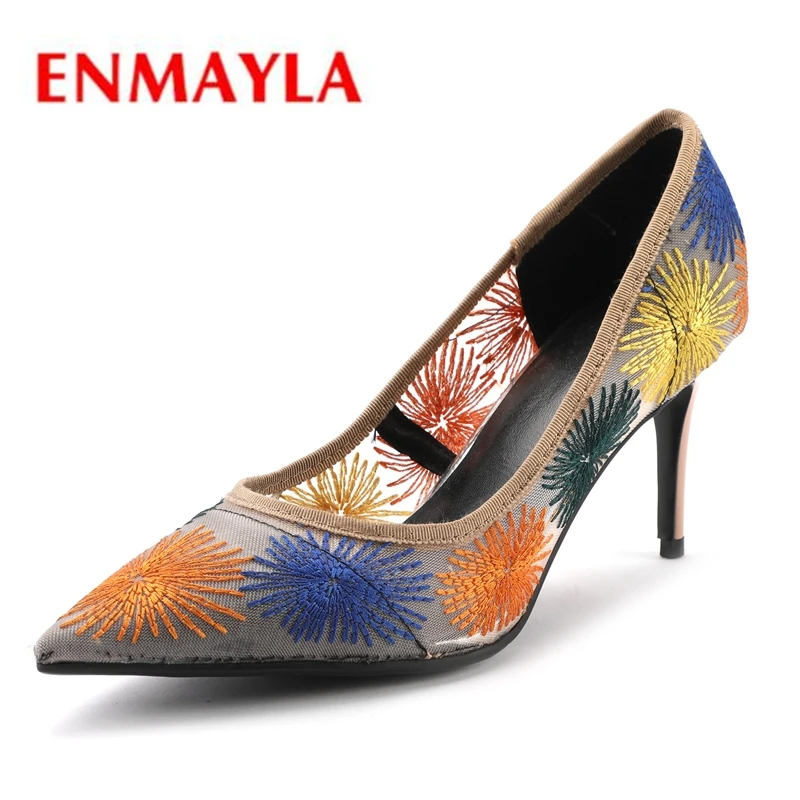 

ENMAYER Pointed Toe Casual Slip-On Heels Women High Heels Women Shoes Zapatos De Mujer Size 34-40 ZYL2407