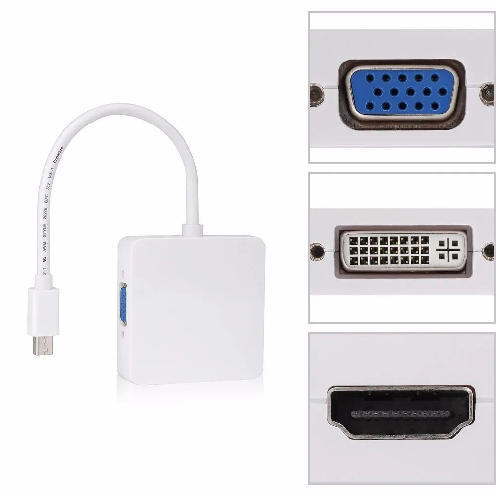 Кабель адаптер 3 в 1 Thunderbolt Mini DP Displayport HDMI DVI VGA для apple MacBook Pro Mac Book Air|displayport to hdmi|dp
