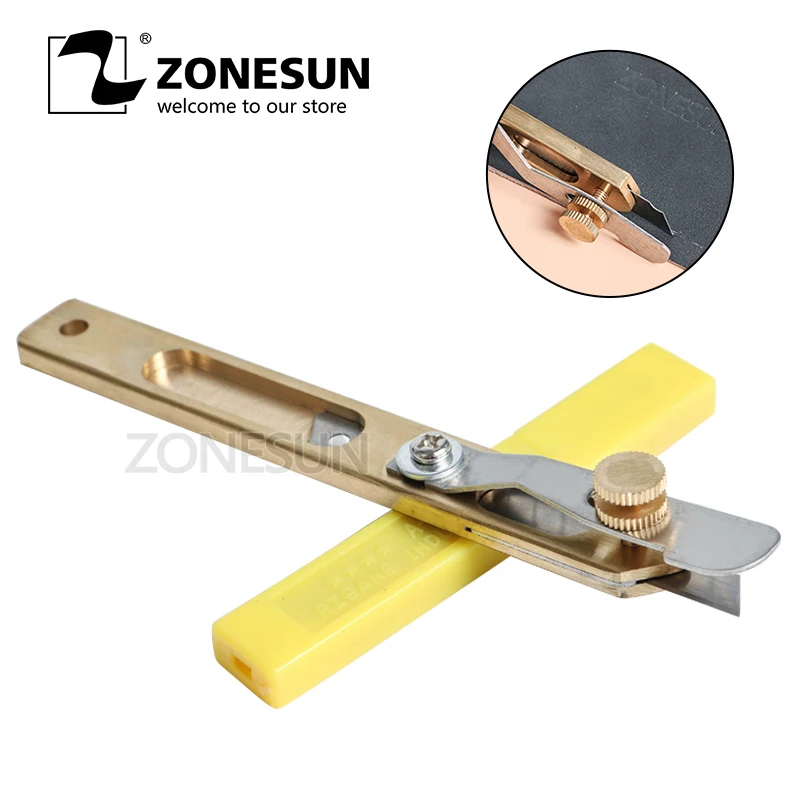 ZS Practical 1 Set DIY Handmade Leathers Tool Leather Incision Cutter Knife Copper Trimming With 10 Blades Craft | Инструменты