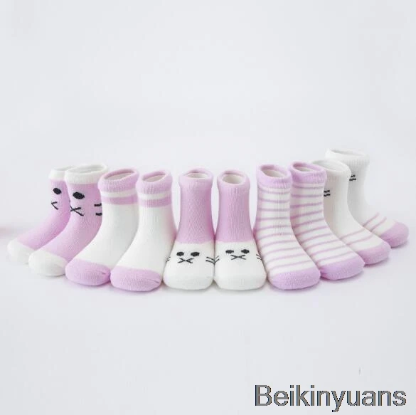 Весна-лето, детские носки, новые хлопковые детские носки с рисунками, нескользящие носки-тапочки для мальчиков и девочек 1-12 лет - Цвет: C579 purple