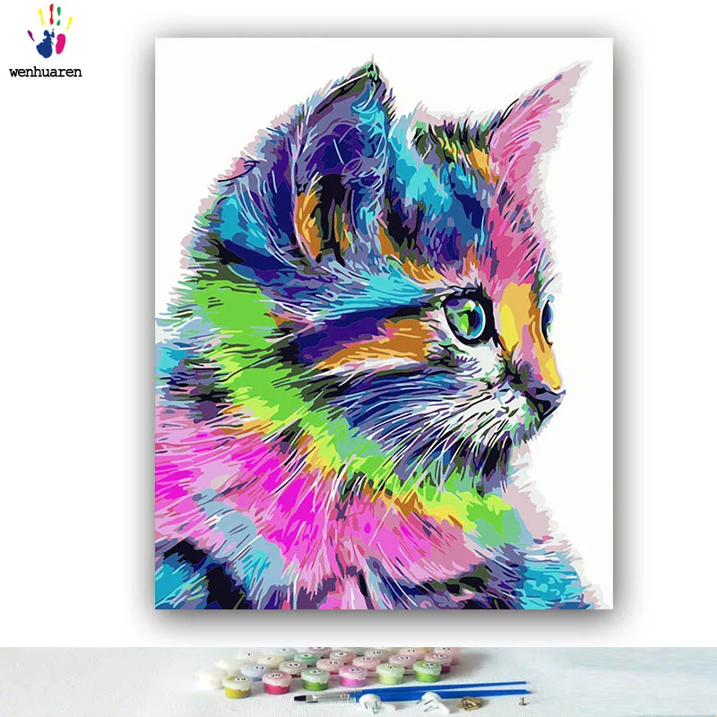 

DIY Coloring paint by numbers Color cat side painting Abstract figure paintings by numbers with kits 40x50 framed