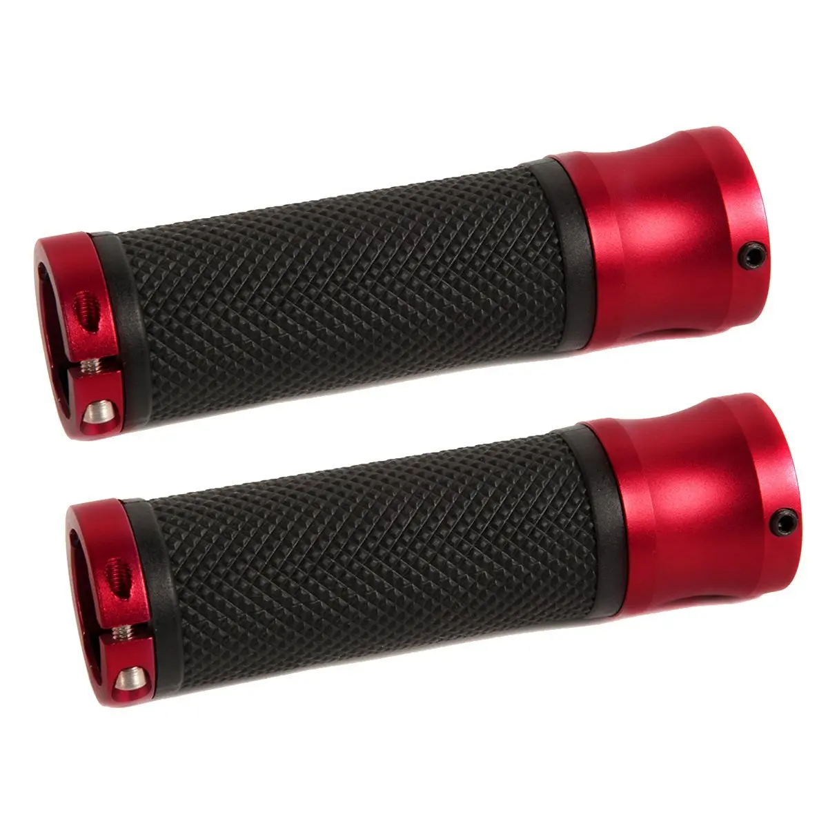

AUTO High Quality Universal PVC Anodized Aluminum Handlebar Grips with Bar End Caps, Red