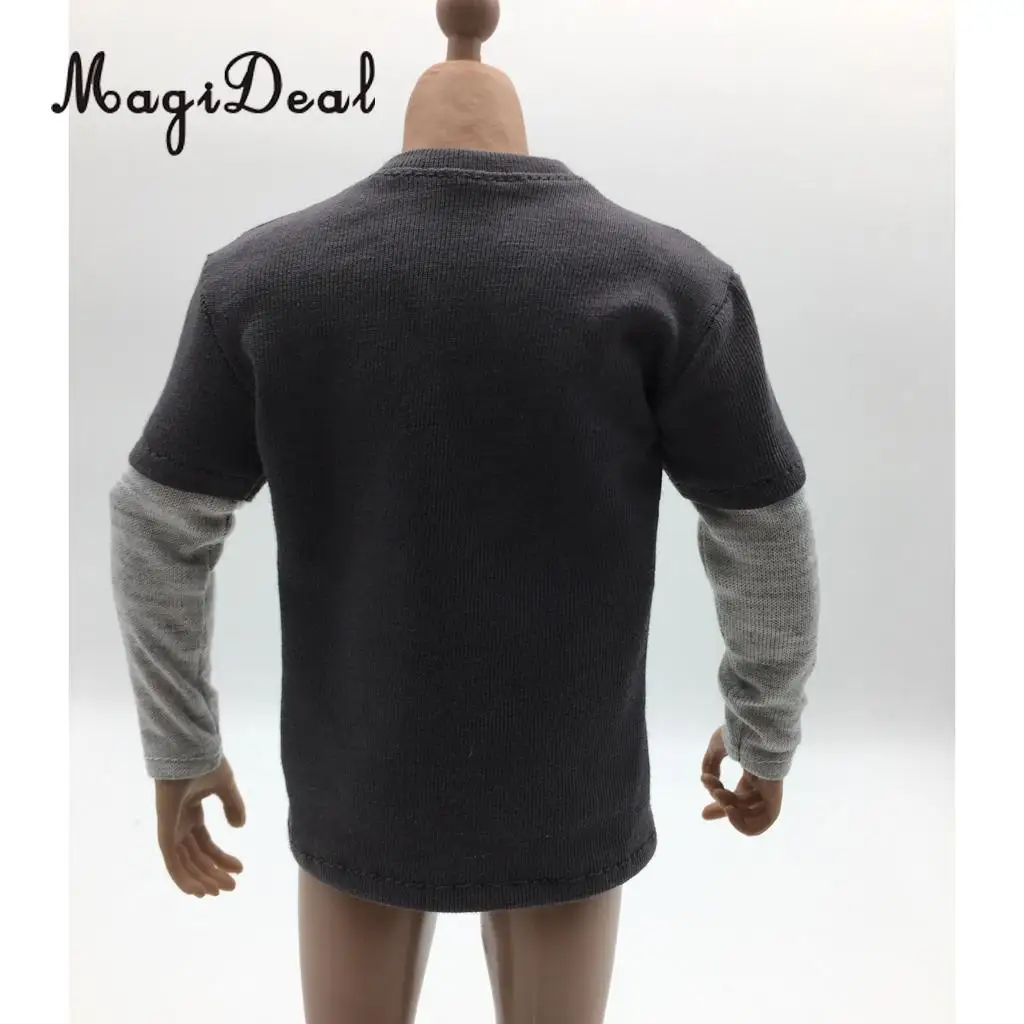 MagiDeal 1/6 Scale Mens Red Double Sleeve Long T-shirt Clothes for 12 Inch Male Action Figure Body   3Colors