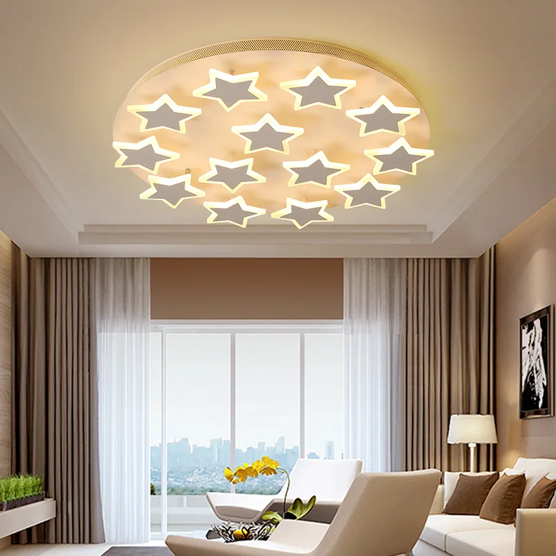 

Simple modern led living room ceiling lamp warm bedroom lamp creative children's room cartoon star boy girl lamp