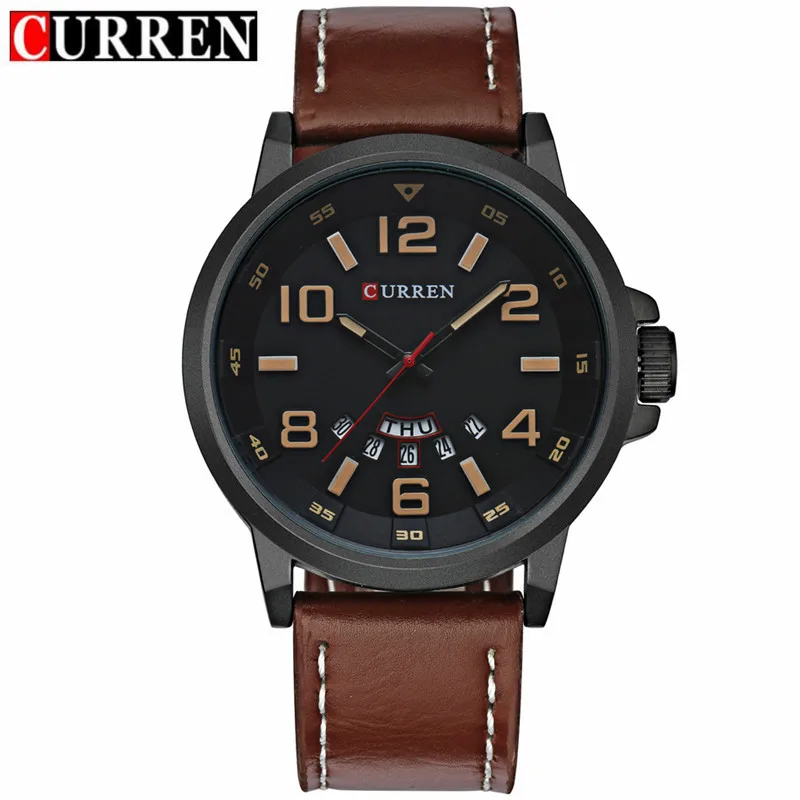 CURREN 8240, мужские часы, Топ бренд, роскошные мужские кварцевые часы, водонепроницаемые спортивные военные часы, мужские кожаные часы