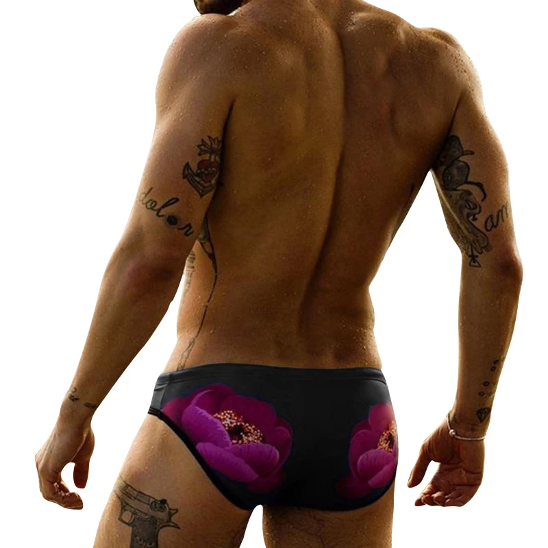 Цветочные печатные плавательные мужские трусы дышащие эластичные фитнес-спортивные пляжные плавки одежда для плавания купальный костюм шорты для плавания Мужская спортивная одежда