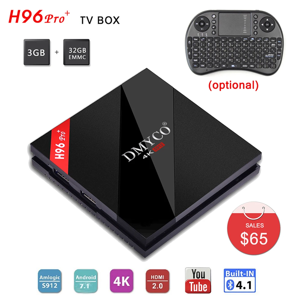 

h96 pro+ 3G 32G Smart TV Box Android 7.1 Amlogic S912 Octa Core 2.4G/5G Wifi BT4.1 4K UHD H96pro plus media player Set tv box