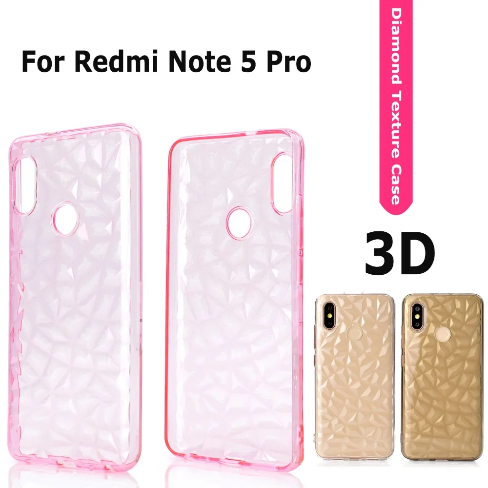 

Phone Case for Xiaomi Redmi Note 5 Pro Diamond Grain Crystal texture Luxury Transparent Cover Redmi Note 5 Global Case Coque