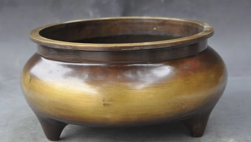 

8" Marked Chinese China Buddhism temple Pure Bronze Copper Incense burner Censer