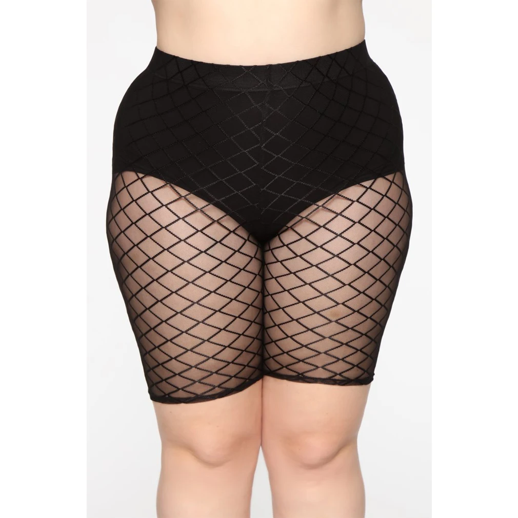 short pants 2019 Women Fishnet High Waist Shorts Fashion Mesh Sheer See Through Hollow Legging Shorts Swimwear Casual Skinny Trousers trendy plus size clothing
