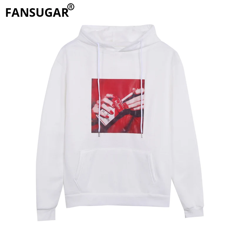 

winter new Women sweatshirt Harajuku cigarette print Ariana Grande personality Hoodies Korean Style white Oversized Tops Female