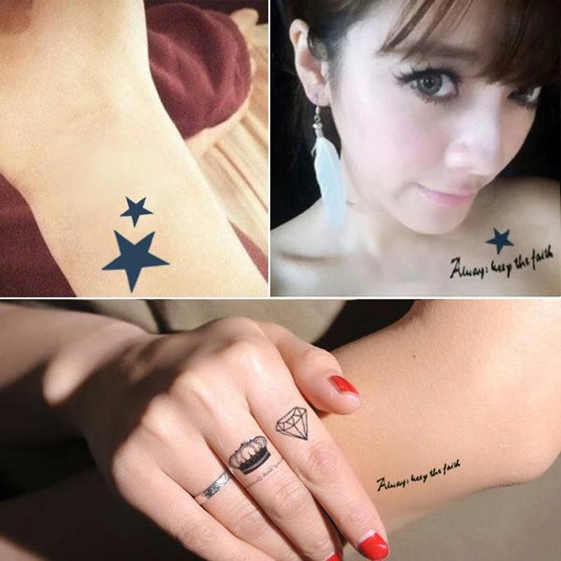 新しいファッションタトゥー原宿15オリジナル韓国防水タトゥーステッカーの星デザイン王冠バラの花一時的な入れ墨 Stickers Ballon Tattoo Punchtattoo Grommets Aliexpress