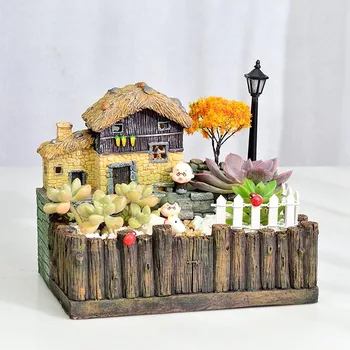 

Multi-meat Flower Pot Large Combination Retro Country Hut Pastoral Farm House Creative Chinese Style