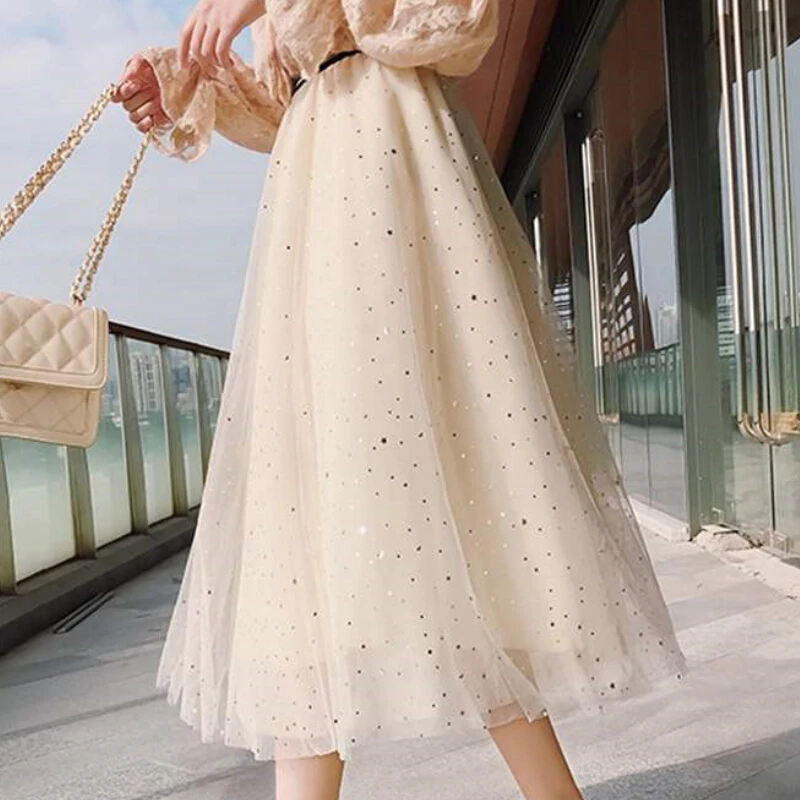

Layers Tiered Tulle Skirt Women Summer Holiday High Waist Long Maxi Skirt Female Pink White School Skirt Sun Ladies
