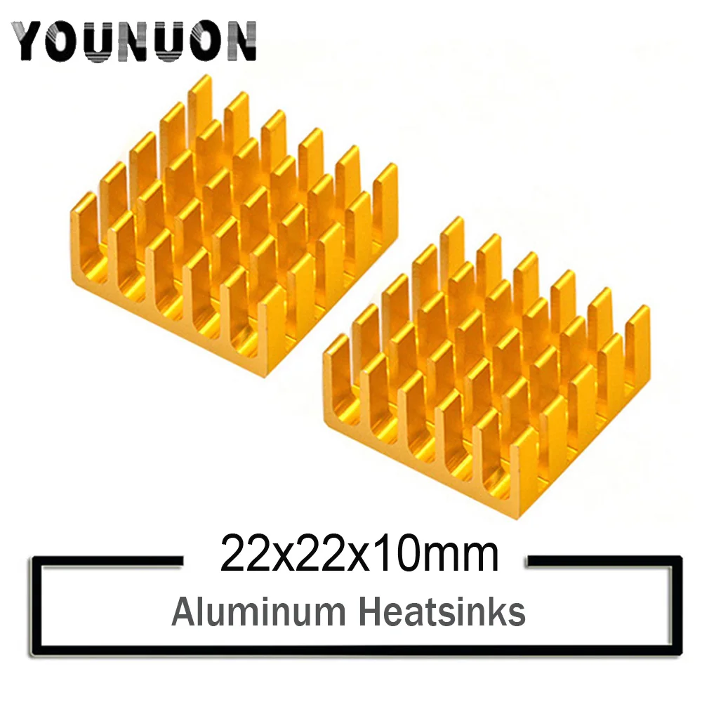 100 шт. YOUNUON Золотой 22x22x10 мм алюминиевый радиатор охлаждения печатной платы