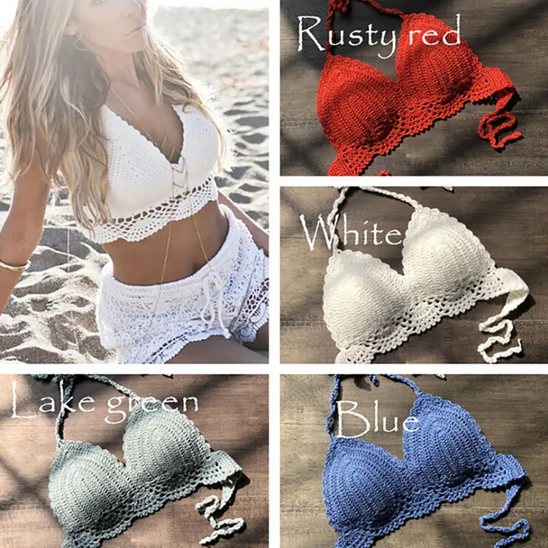 2018 Handmade Women Lady unmmer Beach Crochet Lace Bralette