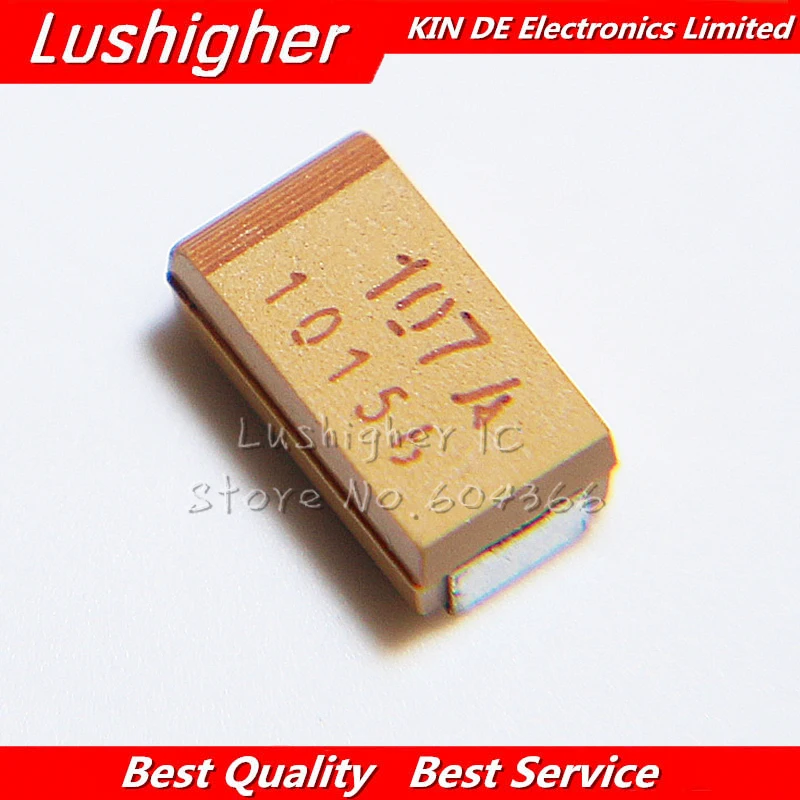 10 шт. чехол C 10V 100 мкФ 107A 107 SMD 6032 танталовый конденсатор | Электронные компоненты и