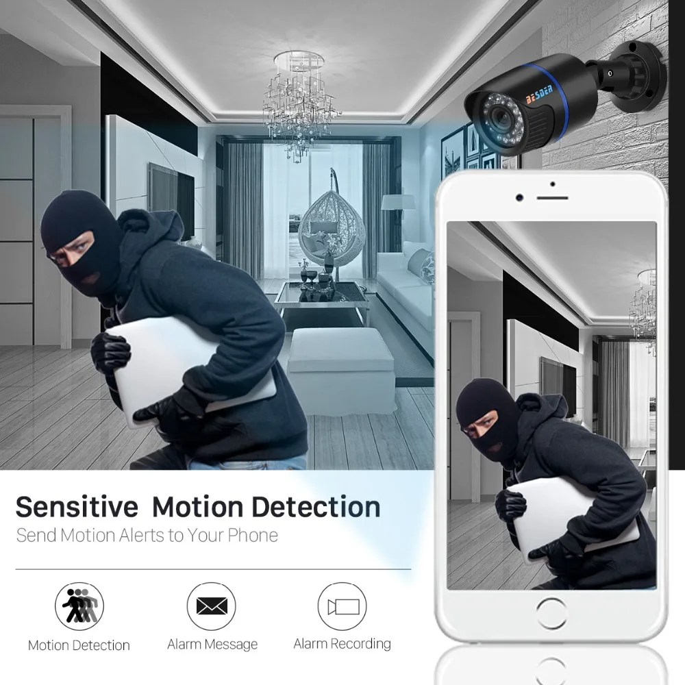 BESDER 8MP 4K IP Camera 2.8mm Wide Angle Camera Outdoor Security Camera Wired Cameras Bullet Camara CCTV Easy Remote View XMEye 4