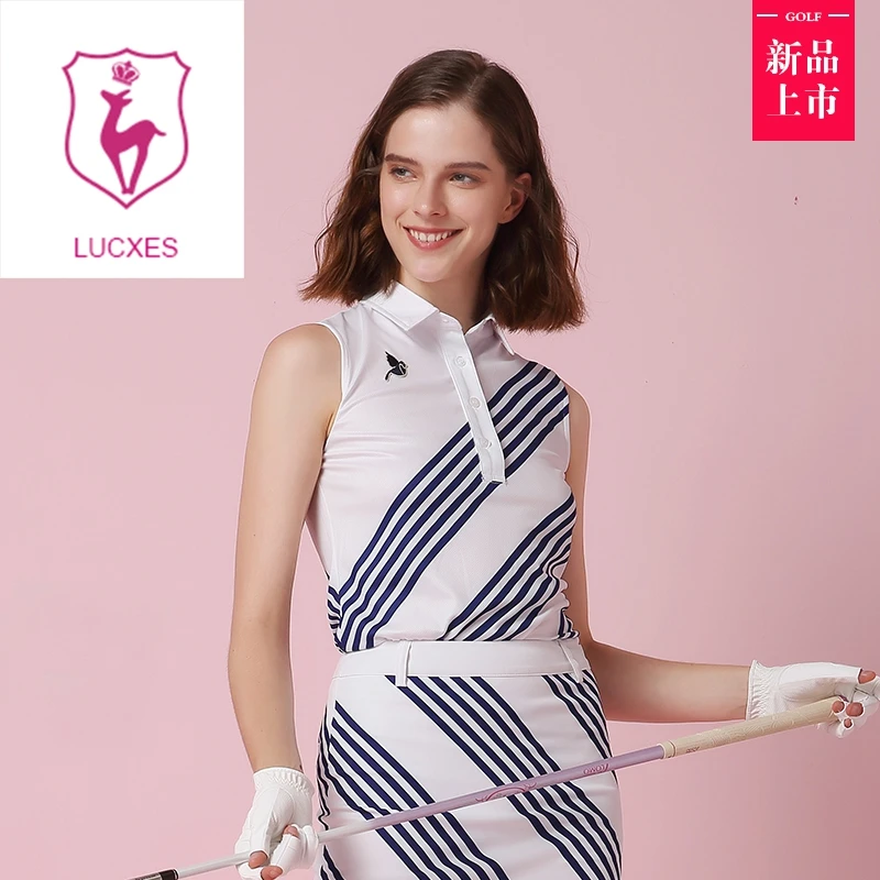 lucxes one piece dress golf shirt with skirt lady outdoor sportswear golf apparel sleeveless