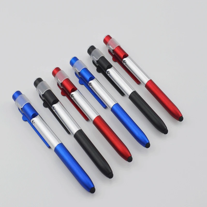 Perfect 500pcs/lot 4 in 1 Multi-function Led flashlight Torch ballpoint pen cellphone holder Touch ballpen capacitive stylus 7
