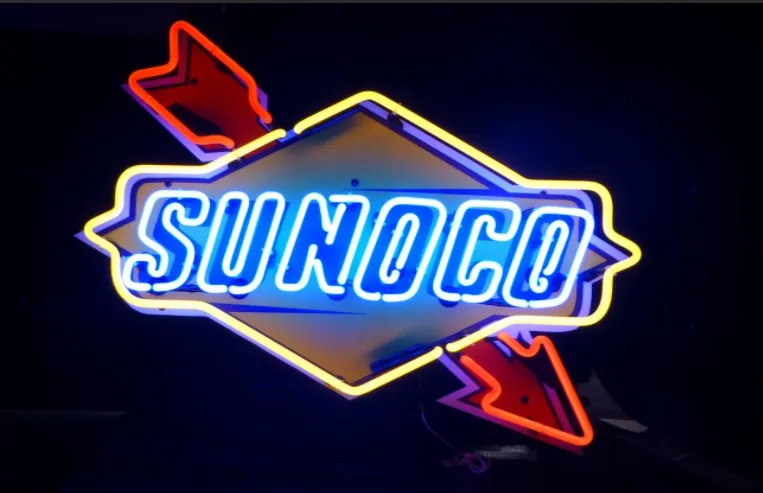 SUNOCO стеклянная неоновая лампа знак пивной бар