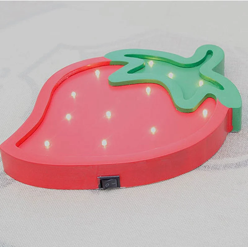 Cute Strawberry LED Night Light Wall Decoration Warm White Table Lamp Bedroom Kid Children Room Decor Light for Girls Kid Gift (6)