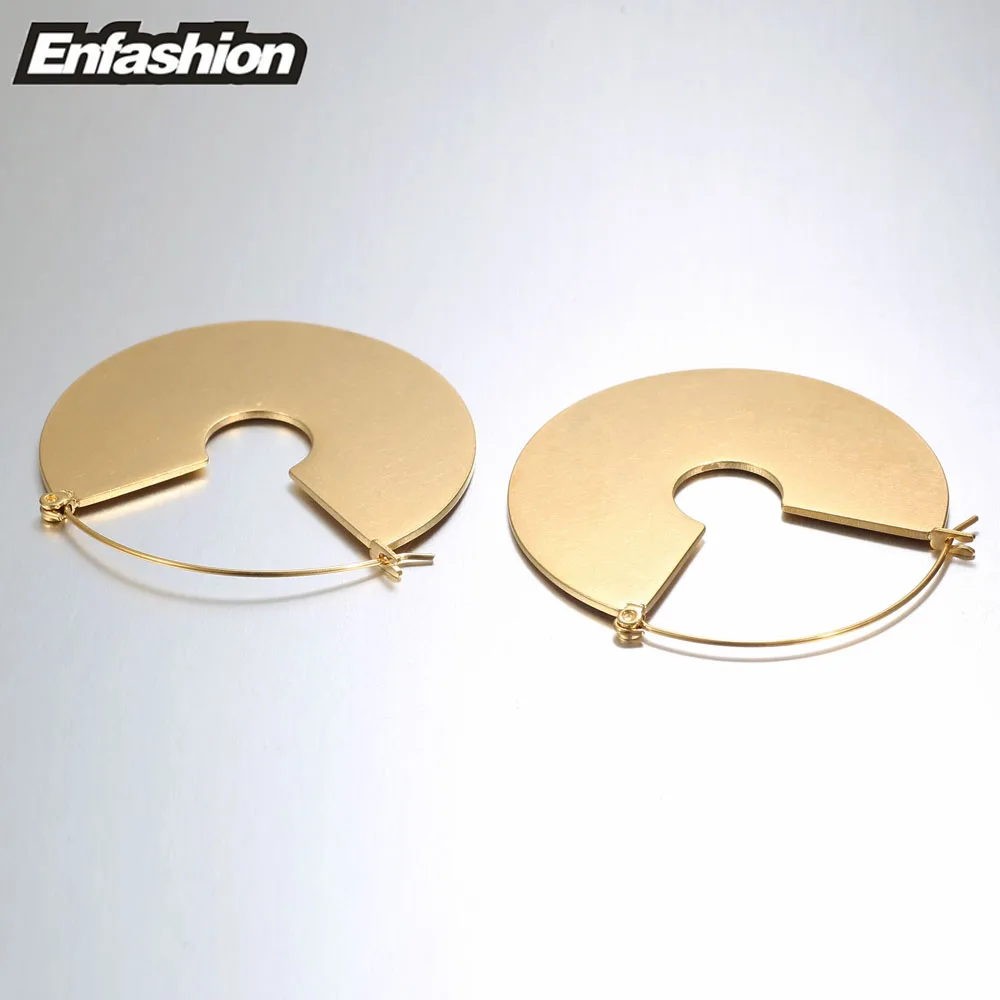 Enfashion винтажные большие круглые висячие серьги матовые золотистого цвета