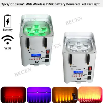 

2pcs IRC Remote Control/no remote Wifi APP Smart UPLIGHT 6*15W 6in1 RGBAW UV Wireless Dmx Battery wedge par Led