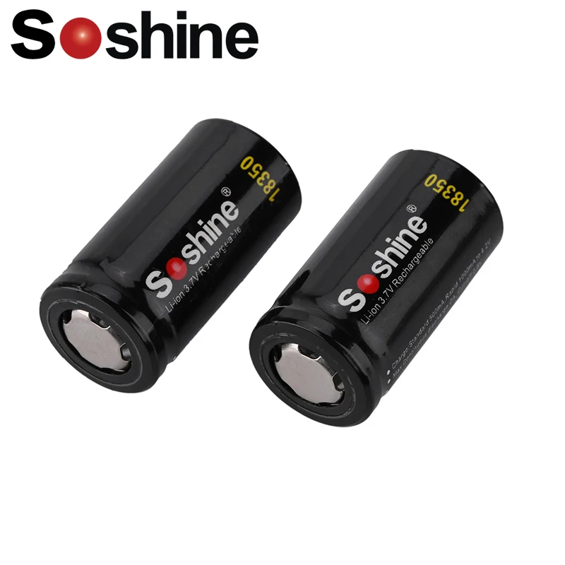 

10pcs Soshine 18350 3.7V 1000mAh Rechargeable Li-ion Lithium Battery with PCB Protected Board for Camera Flashlight