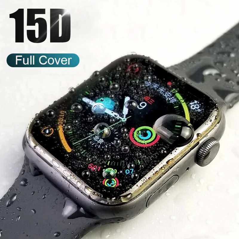

15D Curved Tempered Screen Glass For Apple Watch 1 2 3 4 Full Cover Protector Film For Iwatch 38 40 42 44mm Protective Glass